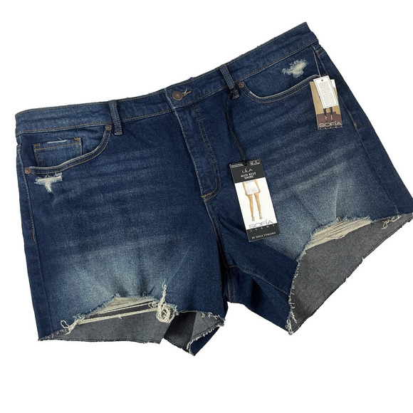 Sofia Jeans by Sofia Vergara Easy Denim Jean Shorts Destruc Hem Plus size 18 - Picture 1 of 10